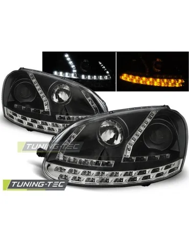 Phares à LED noirs pour VW GOLF 5 03-08