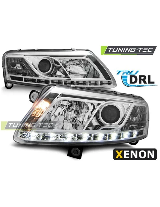 Phares au xénon chromés pour Audi A6 C6 (2004 - 2008)