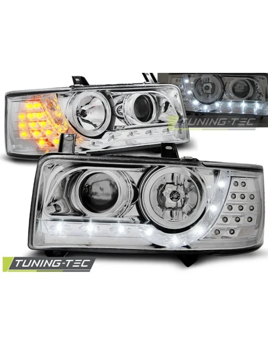 Phares à LED chromés pour VW T4 Transporter (1990 - 2003)