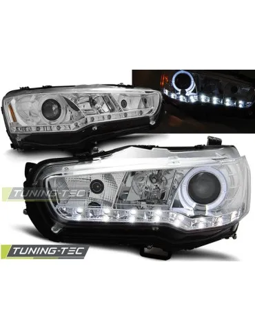 Phares à LED chromés pour MITSUBISHI LANCER 8 08-16