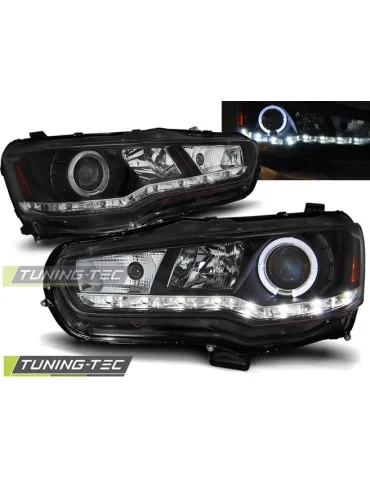 Phares à LED noirs pour MITSUBISHI LANCER 8 08-16