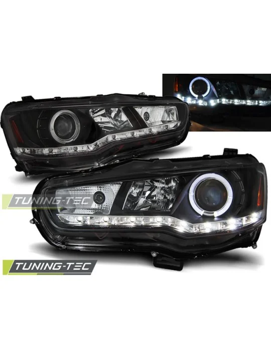 Phares à LED noirs pour Mitsubishi Lancer 8 (2008 - 2016)