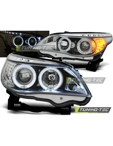 Phares à LED chromés pour BMW E60/E61 03-07
