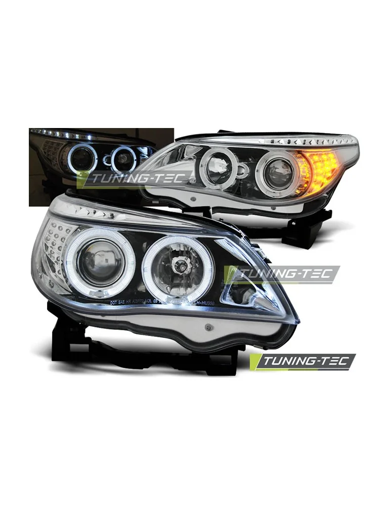 Phares à LED chromés pour BMW E60/E61 03-07