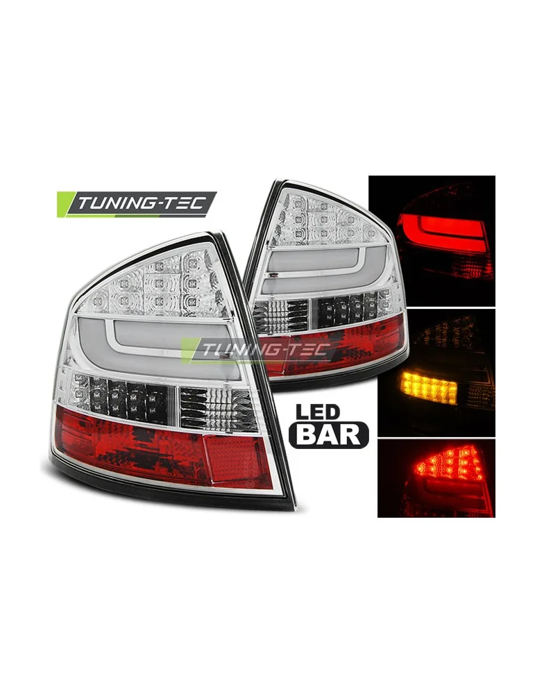 Feux arrière à LED chromés pour SKODA OCTAVIA II Berline 04-12