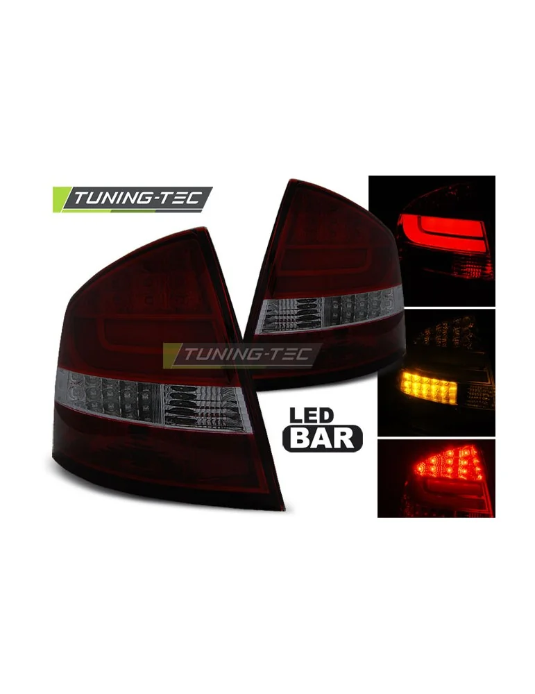 Feux arrière à LED fumés rouges pour SKODA OCTAVIA II Berline 04-12