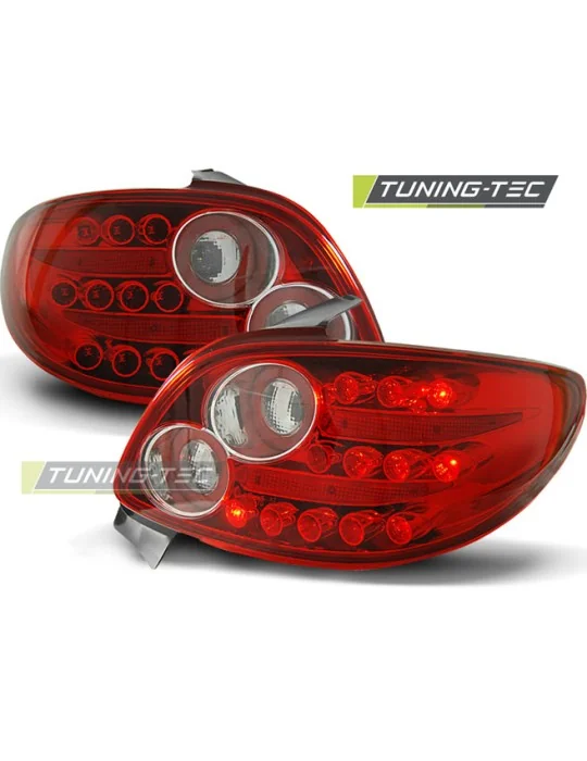 Feux arrière à LED rouges blancs pour Peugeot 206 (à partir de 1998)