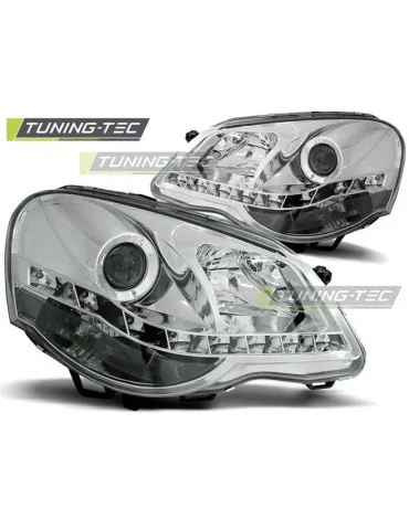 Phares à LED chromés pour VW POLO 9N3 04.05-09