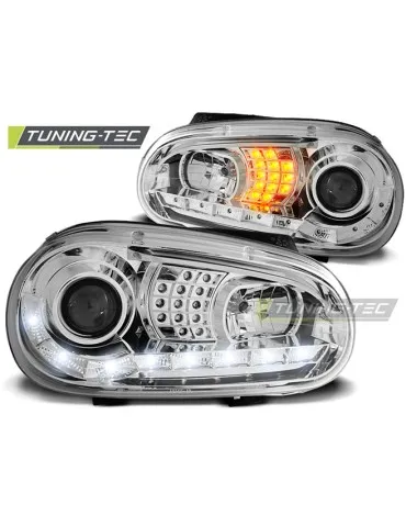 Phares à LED chromés pour VW GOLF 4 09.97-09.03