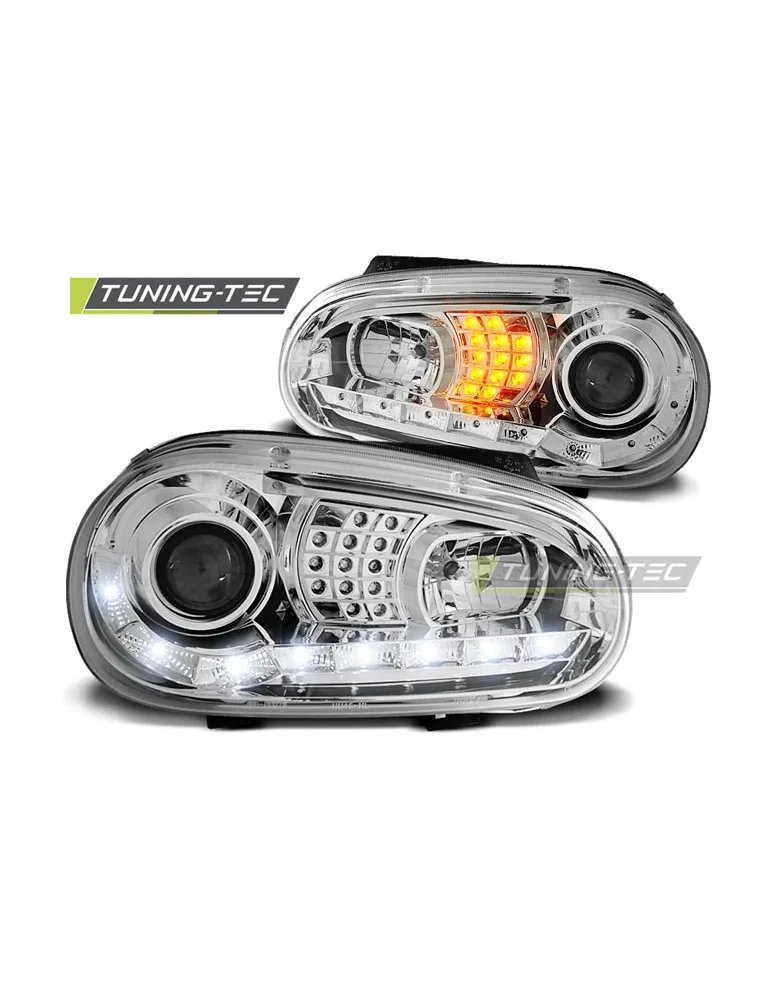 Phares à LED chromés pour VW GOLF 4 09.97-09.03
