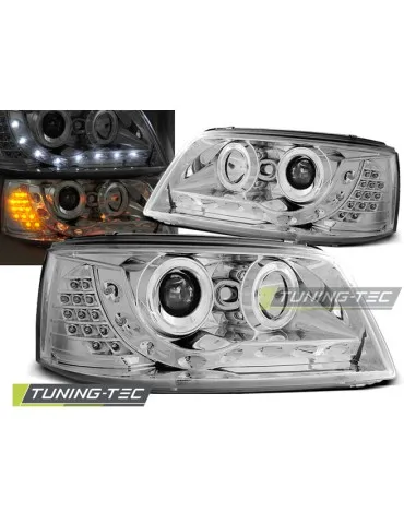 Phares à LED chromés pour VW T5 04.03-08.09