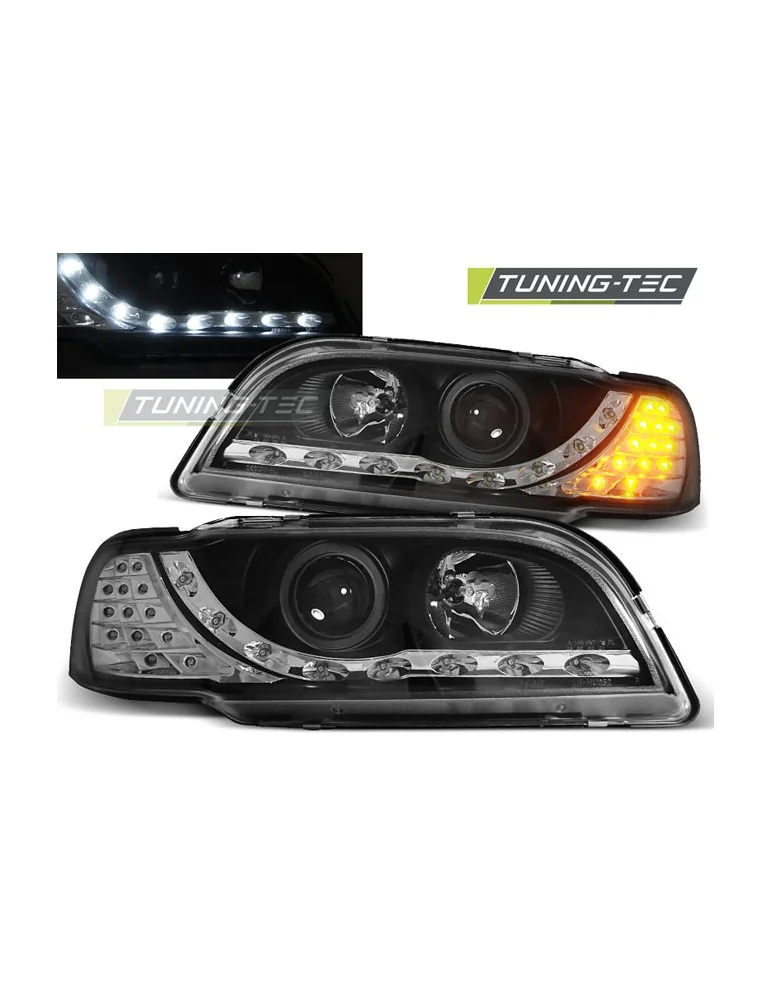 Phares à LED noirs pour VOLVO S40/V40 02.96-04.00