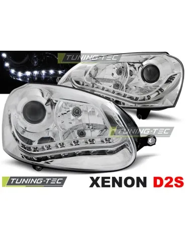 Phares au xénon chromés pour VW GOLF 5