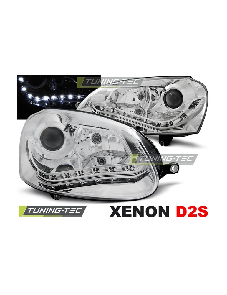 Phares au xénon chromés pour VW GOLF 5