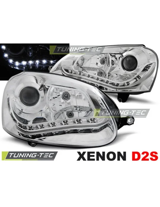 Phares au xénon chromés pour VW Golf 5