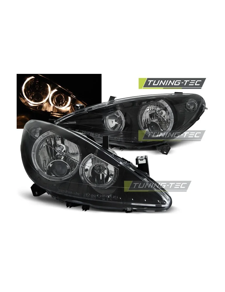 Phares noirs pour PEUGEOT 307 04.01-06.05