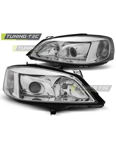 Phares chromés pour OPEL ASTRA G 09.97-02.04 H7