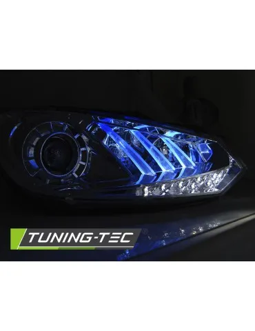 Phares chromés bleus pour VW GOLF 6 10.08- 12