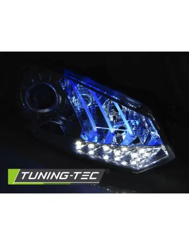 Phares chromés bleus pour VW GOLF 6 10.08- 12