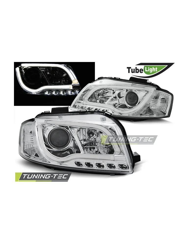Phares à LED chromés pour AUDI A3 8P 05.03-03.08