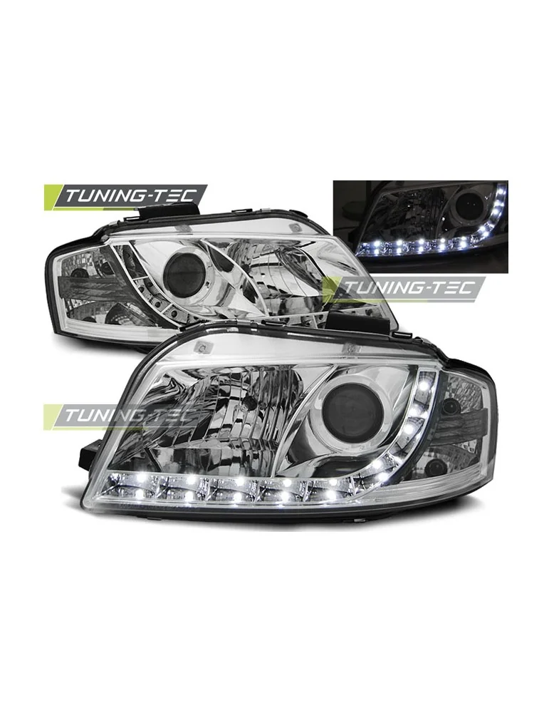 Phares à LED chromés pour AUDI A3 8P 05.03-03.08