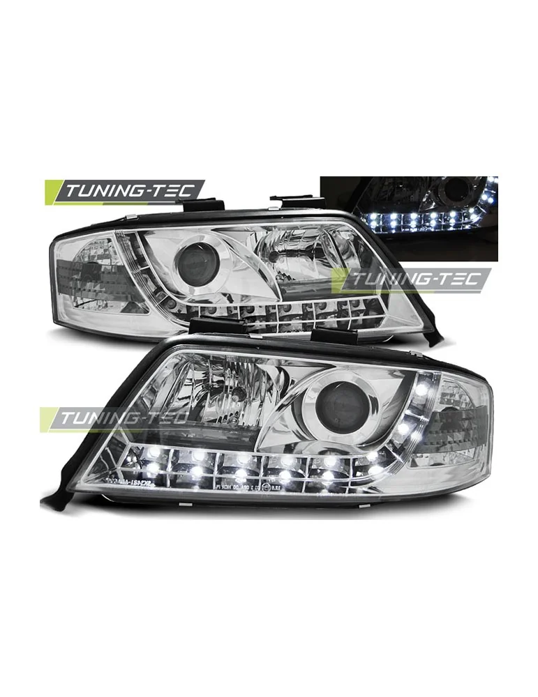 Phares à LED chromés pour AUDI A6 06.01-05.04