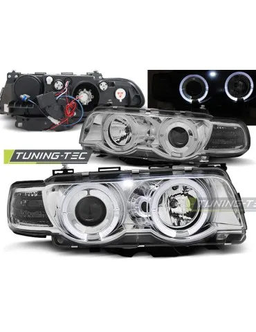 Phares au xénon chromés pour BMW E38 09.98-07.01