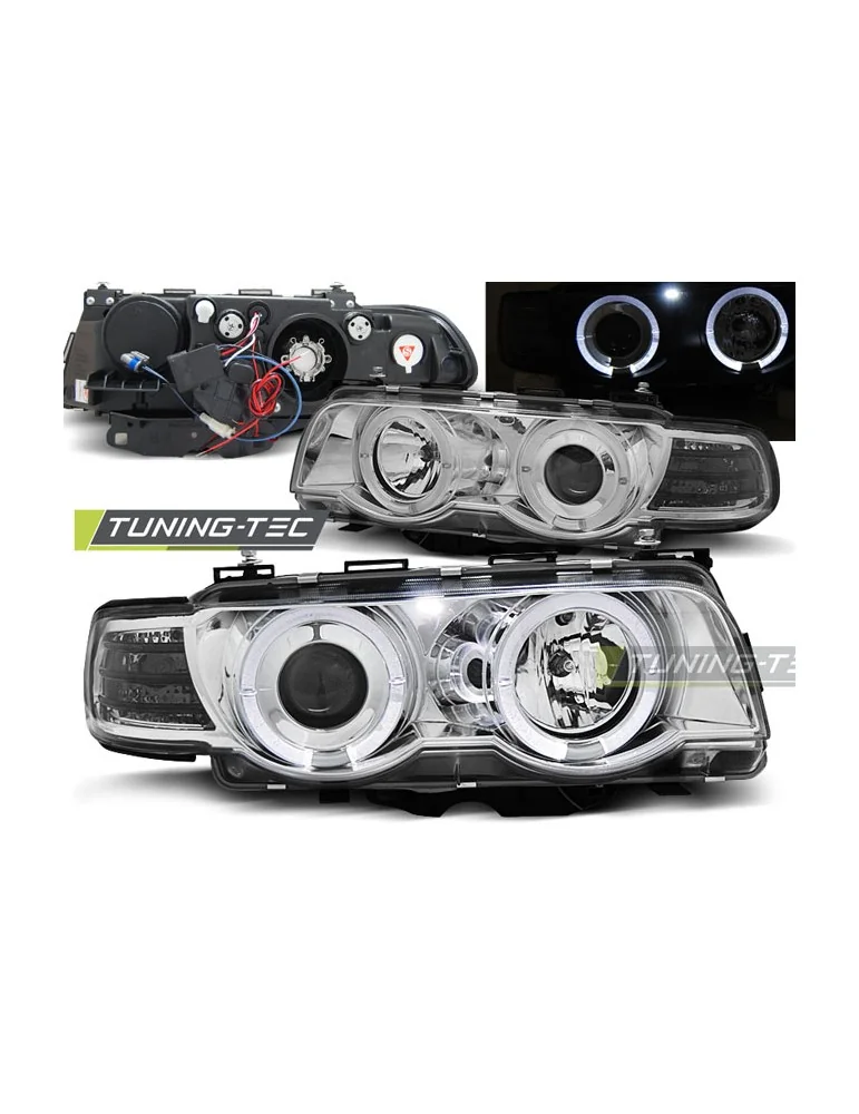 Phares au xénon chromés pour BMW E38 09.98-07.01