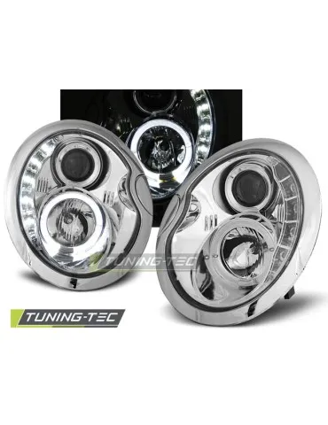 Phares à LED chromés pour BMW MINI COOPER 05.01-10.06