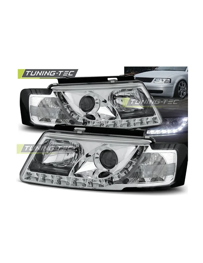 Phares à LED chromés pour VW PASSAT B5 3B 11.96-08.00