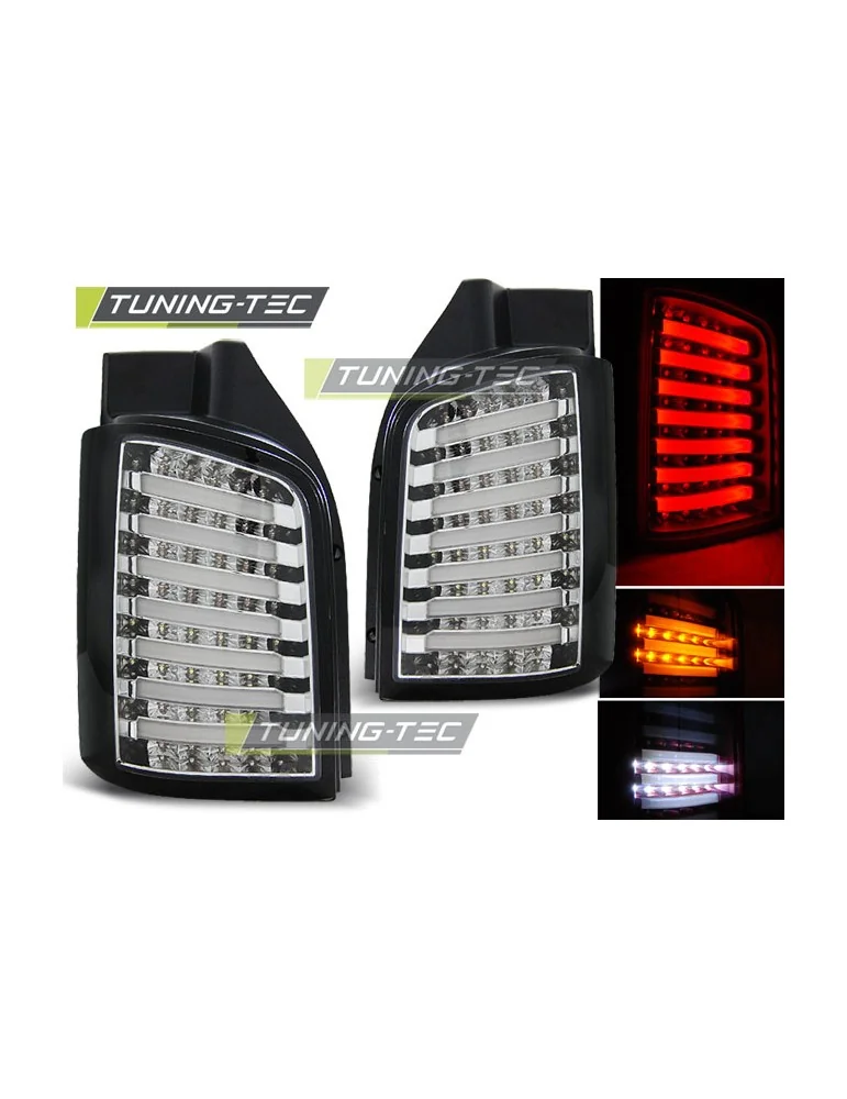 Feux arrière à LED noirs chromés pour VW T5 04.03-09 10-15