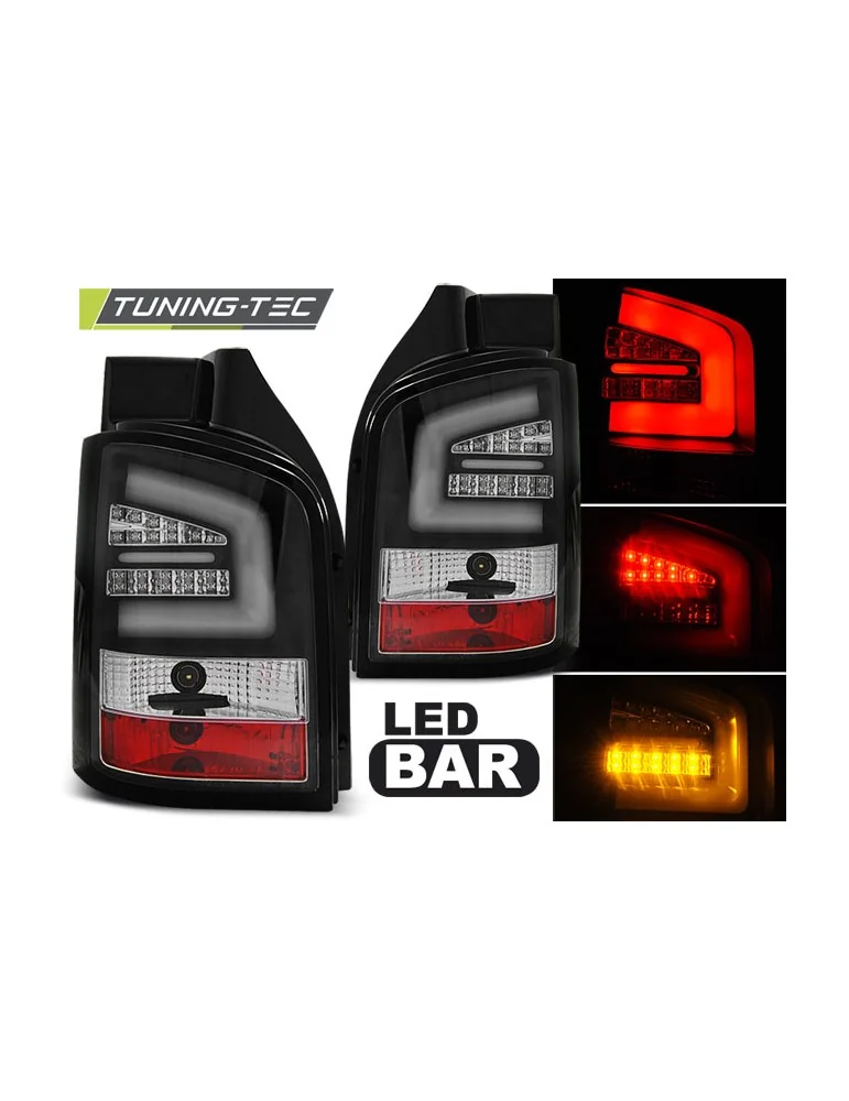 Feux arrière à LED noirs pour VW T5 04.10-15