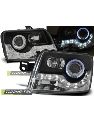 Phares à LED noirs pour FIAT PANDA 03-12