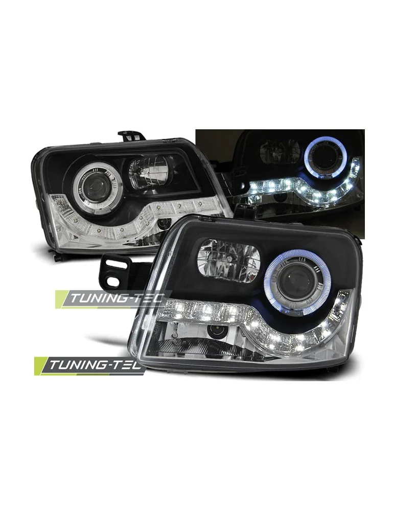 Phares à LED noirs pour FIAT PANDA 03-12