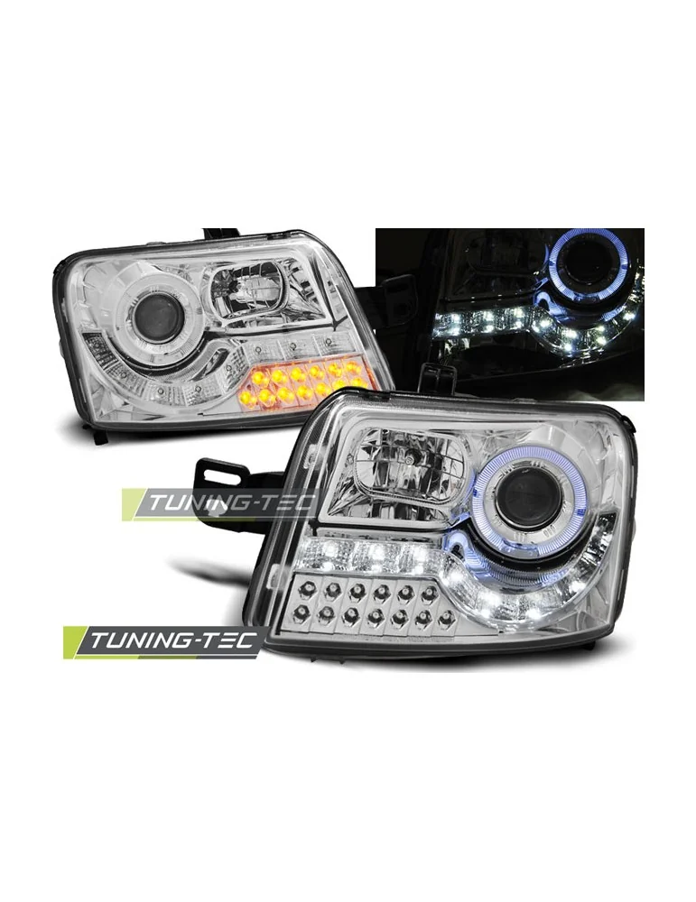 Phares à LED chromés pour FIAT PANDA 03-12