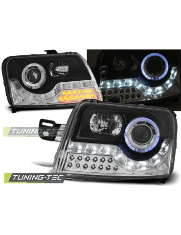 Phares à LED noirs pour FIAT PANDA 03-12