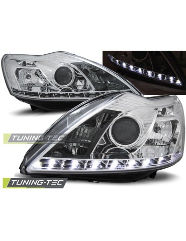Phares à LED chromés pour FORD FOCUS II 02.08-10