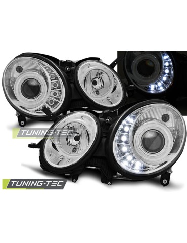 Phares à LED chromés pour MERCEDES W211 E-KLASA 03.02-04.06