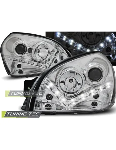 Phares à LED chromés pour HYUNDAI TUCSON 07.04-10