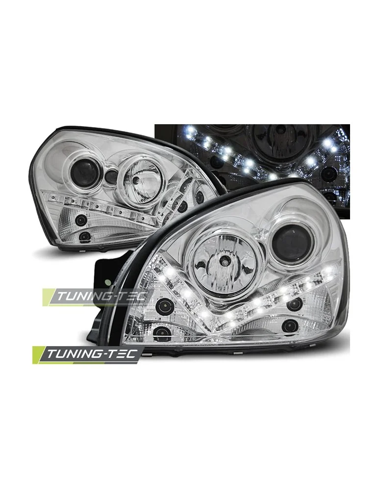 Phares à LED chromés pour HYUNDAI TUCSON 07.04-10
