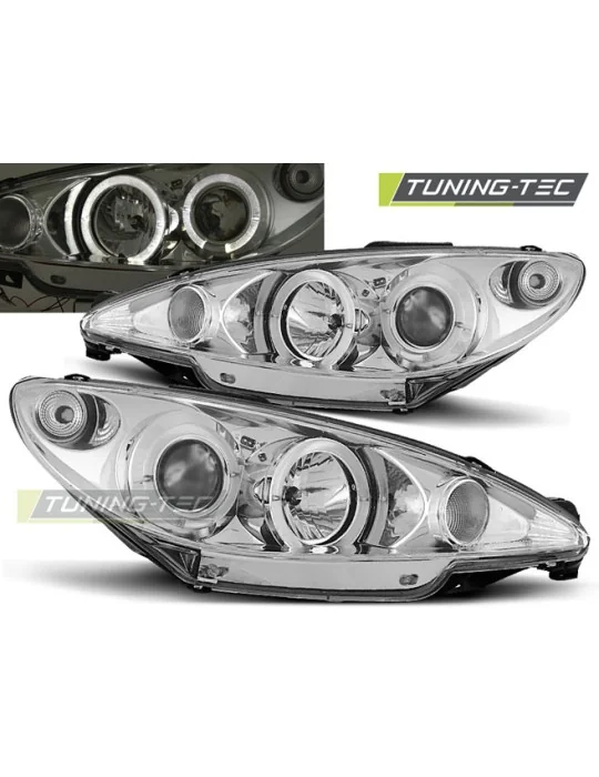 Phares chromés pour Peugeot 206 (1998 - 2002)
