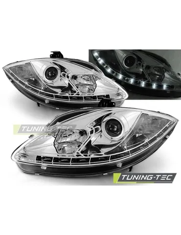 Phares à LED chromés pour SEAT LEON ALTEA TOLEDO 06.05-09