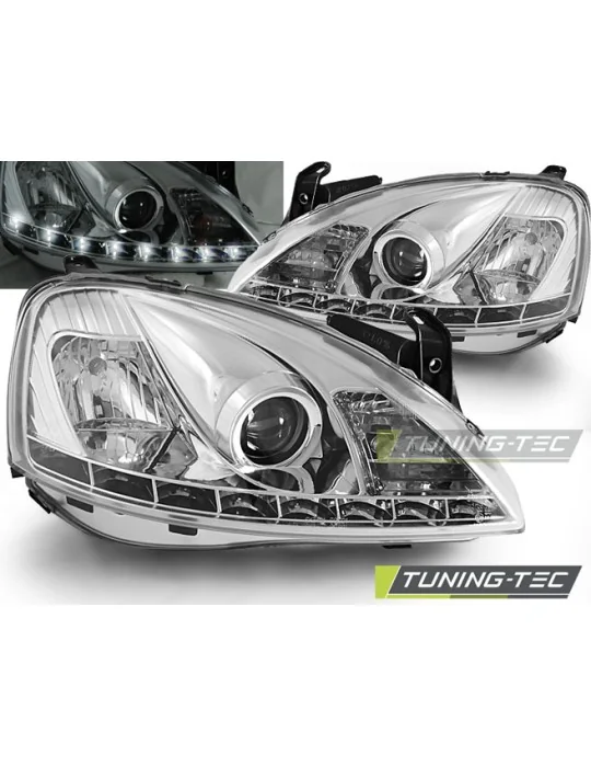 Phares à LED chromés pour Opel Corsa C (2000 - 2006)