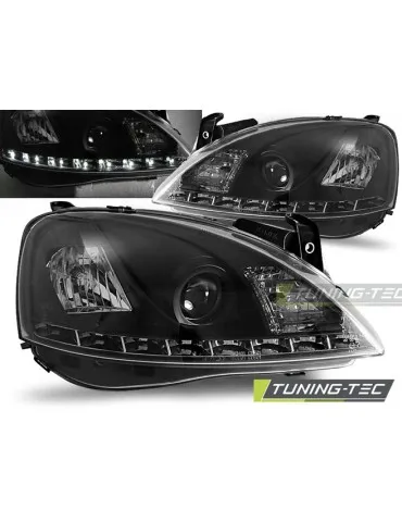 Phares à LED noirs pour OPEL CORSA C 11.00-09.06