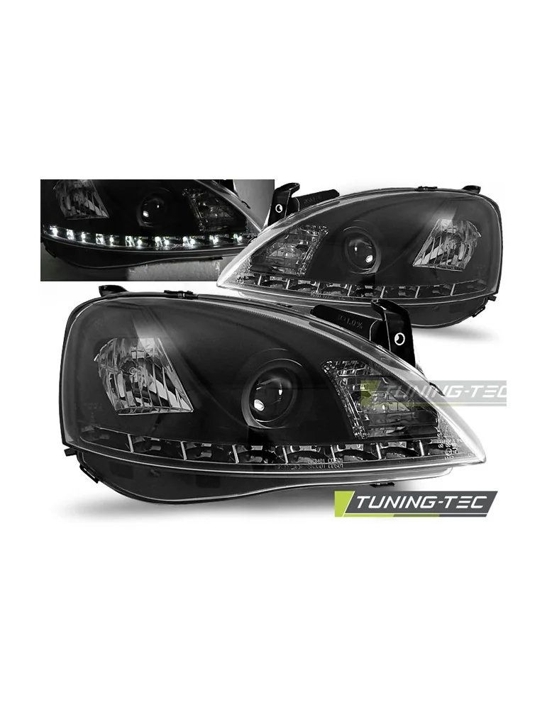 Phares à LED noirs pour OPEL CORSA C 11.00-09.06