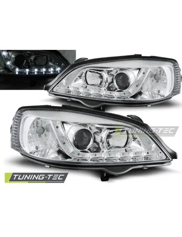 Phares à LED chromés pour OPEL ASTRA G 09.97-02.04