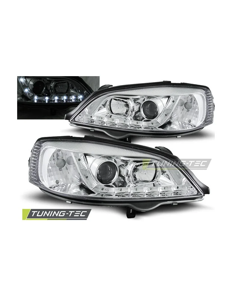 Phares à LED chromés pour OPEL ASTRA G 09.97-02.04