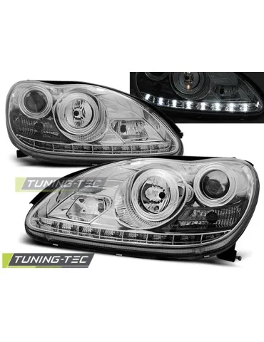 Phares à LED chromés pour MERCEDES W220 S-KLASA 09.98-05.05