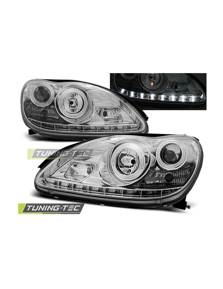 Phares à LED chromés pour MERCEDES W220 S-KLASA 09.98-05.05