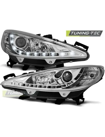 Phares à LED chromés pour PEUGEOT 207 05.06-06.12